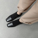 woloong  Fashion Comfortable Genuine Leather Women's Ankle Boots Elegant Square Toe Thick Heels Pumps Party Casual Shoes Woman New