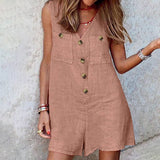 goosudu  Stylish Women V Neck Sleeveless Rompers Summer Jumpsuits Short Playsuits Casual Solid Loose Beach Overalls Oversized