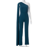 goosudu Long Sleeve Single Shoulder With Long Tail Sexy Jumpsuit  Fall Winter Women Solid Party Elegant Streetwear Outfit
