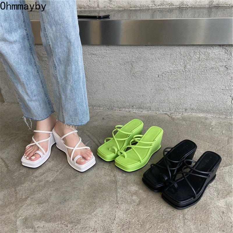 woloong Summer New Fashion Women Wedges Slippers Sexy Flip Flop Sandals High Quality Ladies Outdoor Platform Slides