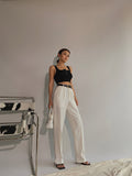 woloong Spring New Office Lady High Quality Elegant Casual Fashion Wide Leg Woman Female Pants Hot Sales