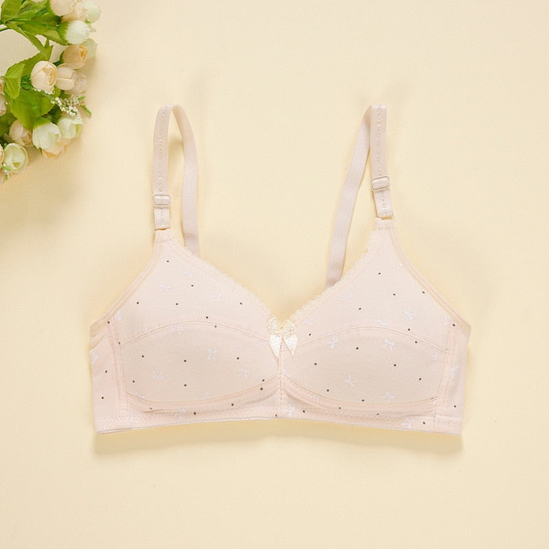 woloong  New Cotton Girl Underwear Top Push Up Bra Small Chest Decompression Comfortable Convenient Without Steel Ring Bra Teenage Girls