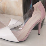 woloong  New Women Pumps PVC Transparent High Heels Sexy Pointed Toe Leopard Grain Party Shoes Lady Thin Heels Pumps Size 40