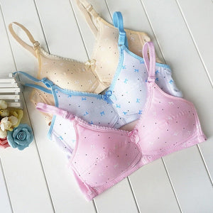 woloong  New Cotton Girl Underwear Top Push Up Bra Small Chest Decompression Comfortable Convenient Without Steel Ring Bra Teenage Girls