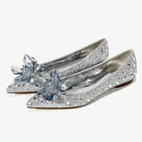 woloong  Newest  Cinderella Shoes Rhinestone High Heels Women Pumps Pointed toe Woman Crystal Party Wedding Shoes 5cm/7cm/9cm