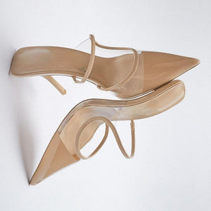 woloong   Summer New High-heeled Sandals with Stiletto and Pointed Toe High-heeled Shoes for Women's Casual Solid Color High-heeled Shoes