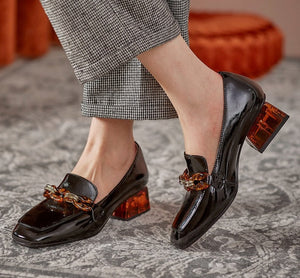 woloong  Women  High Heels Shoes Genuine Leather Round Toe Shoes for Women Genuine Leather Newest Party Basic Shoes Woman