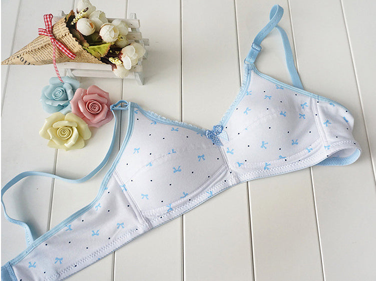 woloong  New Cotton Girl Underwear Top Push Up Bra Small Chest Decompression Comfortable Convenient Without Steel Ring Bra Teenage Girls