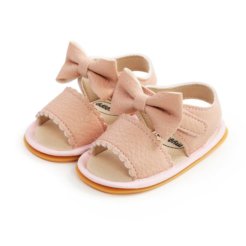 woloong Cute Newborn Infant Baby Girls Princess Shoes Bowknot Toddler Summer Sandals PU Non-slip Shoes 0-18M