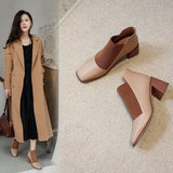 woloong  Fashion Comfortable Genuine Leather Women's Ankle Boots Elegant Square Toe Thick Heels Pumps Party Casual Shoes Woman New