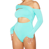 goosudu Women Jumpsuit Fashion Sexy Hollow Out Long Sleeve Bodysuit Fall Clothes for Women Bandage Party Club Wear Outfits