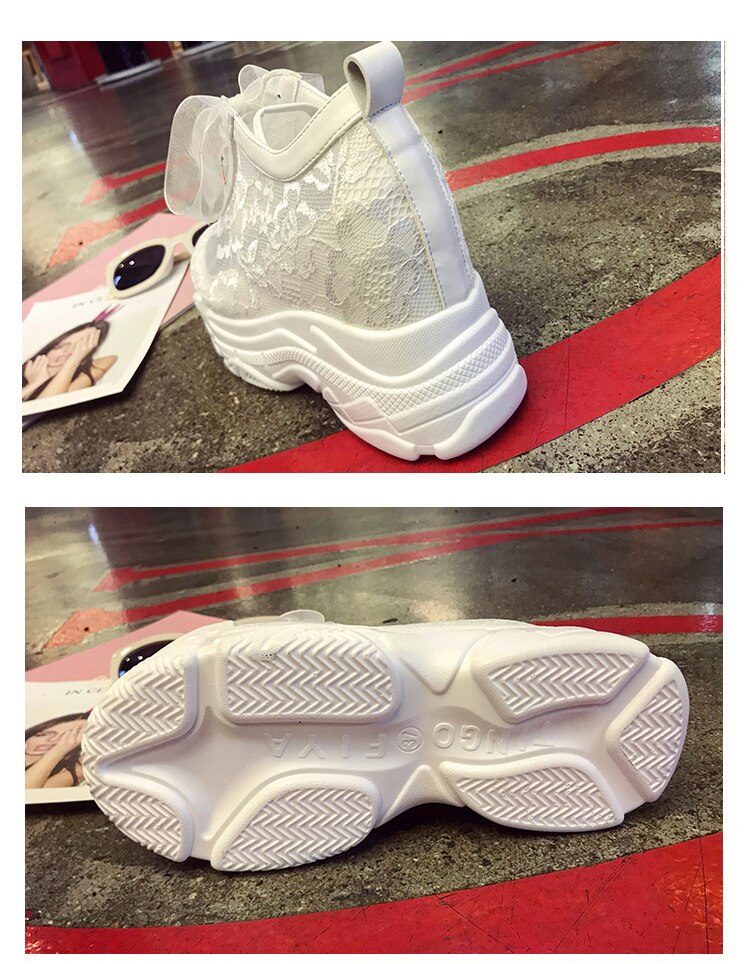 NEW Classic Women Mesh Platform Sneakers Trainers White Shoes High Heels Wedges Outdoor Shoes Breathable Casual Shoes Woman