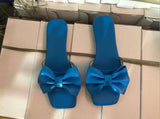 woloong  Spring/summer new outdoor flat leather bow non-slip beach lady slippers casual all-match fashion women sandals