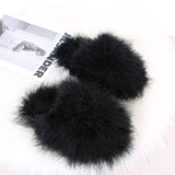 New Faux Fox Fur Slippers Women's Furry Warm Flip Flops Fullfy Raccoon Fur Slides Flat Comfortable Home Shoes Plus Size Couple