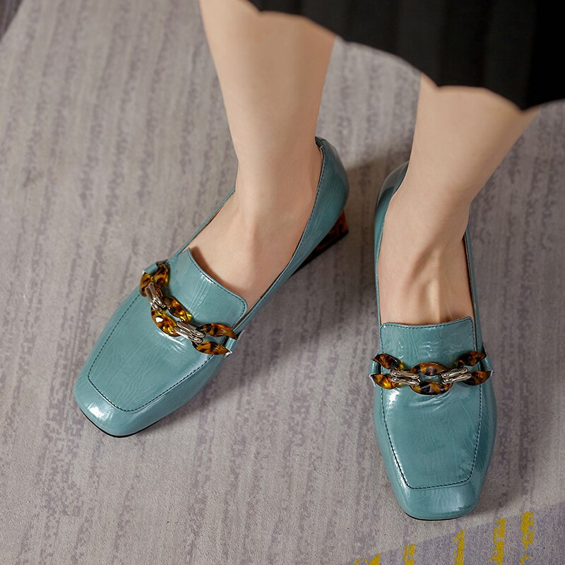 woloong  Women  High Heels Shoes Genuine Leather Round Toe Shoes for Women Genuine Leather Newest Party Basic Shoes Woman