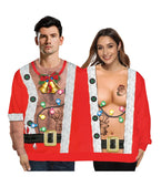 Christmas Sweater holiday spoof 3D digital printing couples two-piece double sweater loose lovers Funny Autumn Winter Clothing New Year