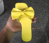 woloong  Spring/summer new outdoor flat leather bow non-slip beach lady slippers casual all-match fashion women sandals