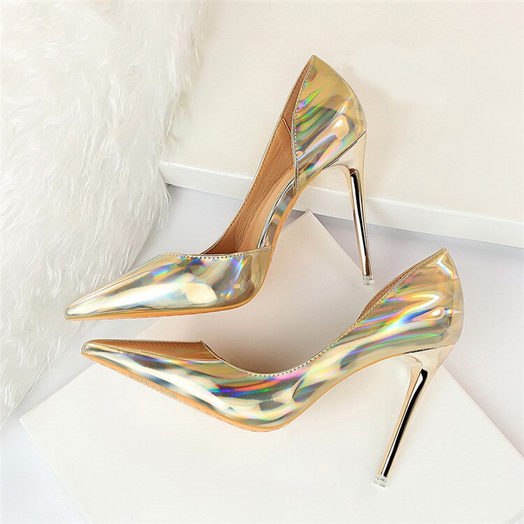 woloong New Fashion Patent Leather Office Pumps High Heels Shoes Women Sexy Pointed toe Shallow Party Wedding Shoes