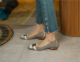 woloong  New Genuine Leather Women Shoes Fashion Tassel Beads Spring Pump Square Toe Slip-On Casual Shoes Thick Heel Size 35-42 Handmade