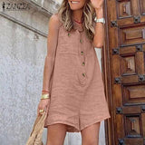 goosudu  Stylish Women V Neck Sleeveless Rompers Summer Jumpsuits Short Playsuits Casual Solid Loose Beach Overalls Oversized