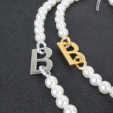 Statement Letter B Pearl Choker Necklace For Women Punk New Trends Jewelry Personality Statement Collares Wholesale