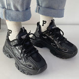 woloong  Spring New Reflect Vulcanize Shoes Light Platform Daddy Shoes Woman Harajuku Joker Wind Sneakers for Female Casual Shoes