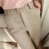 Woolen Pants Women's Harem Pencil Pants  Autumn Winter High Waisted Casual Suit Pants Office Lady Women Trousers
