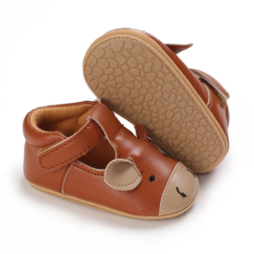 woloong Newborn Baby Boys Girls Shoes Cute Cartoon Animal PU Leather Buckle First Walkers Spring Autumn Sneakers Shoe 0-18M