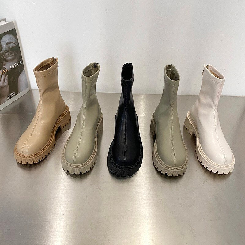 woloong Ankle Chelsea Boots New Winter Mid Heels Platform Women Botas Snow Warm Designer Motorcycle Boots Gladiator Oxford Zapatos