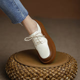 woloong  New Retro British Style Color Matching Platform Small Leather Shoes Casual Single Shoes Fashion Lace-up Women's Shoes