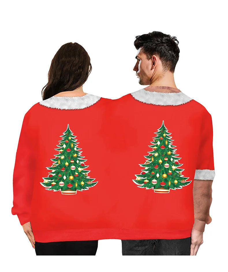 Christmas Sweater holiday spoof 3D digital printing couples two-piece double sweater loose lovers Funny Autumn Winter Clothing New Year