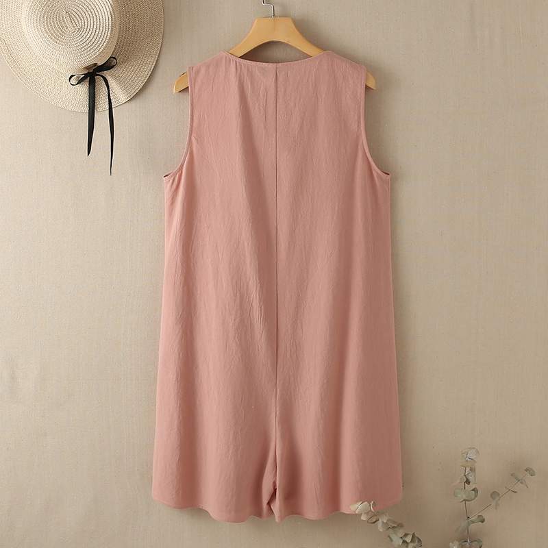 goosudu  Stylish Women V Neck Sleeveless Rompers Summer Jumpsuits Short Playsuits Casual Solid Loose Beach Overalls Oversized