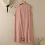 goosudu  Stylish Women V Neck Sleeveless Rompers Summer Jumpsuits Short Playsuits Casual Solid Loose Beach Overalls Oversized