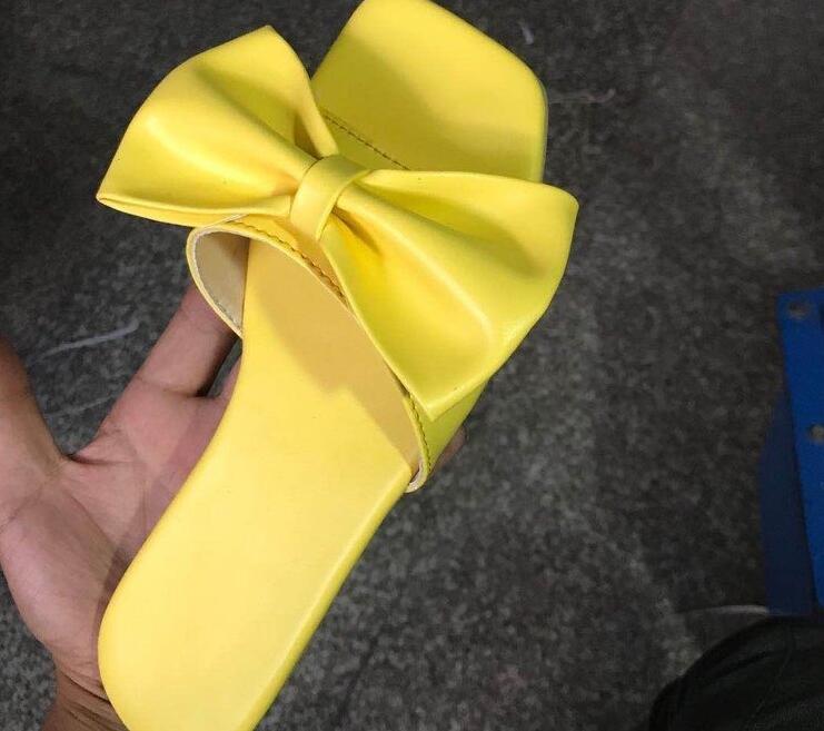 woloong  Spring/summer new outdoor flat leather bow non-slip beach lady slippers casual all-match fashion women sandals