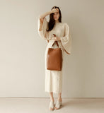 goosudu High Quality Autumn Winter Women Knitted 2 Piece Set  Batwing Sleeve Loose Tops+Slim Bodycon Skirt Female Sweater Suits