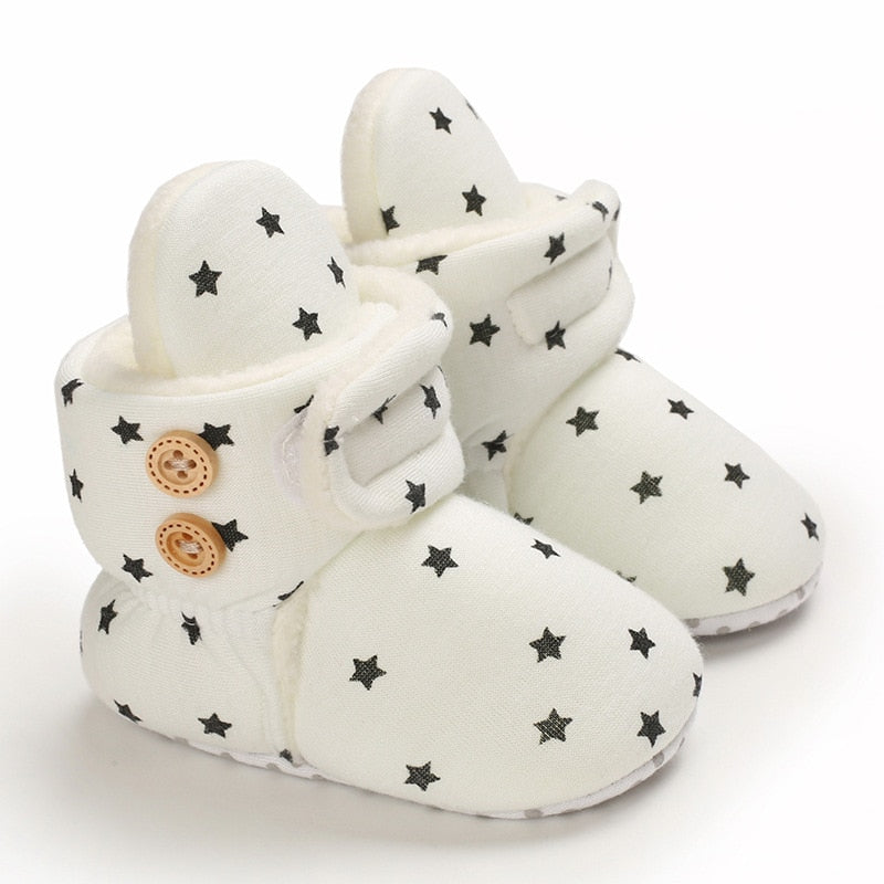 woloong Baby Winter Cute Shoes for Girls Walk Boots for Boys Star Ankle Kids Shoes Toddlers Comfort Soft Newborns Warm Knitted Booties