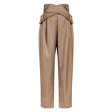 woloong Casual Irregular Trousers For Women High Waist Lace Up Button Straight Slim Pants Female Autumn Fashion New