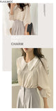 woloong Chic Korea Japanese Fenimine Clothes Women New Design Long Sleeve Solid Retro Vintage Black Pink Cute Tops And Blouses