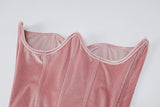 goosudu  Solid Velvet With Corset Gloves Sexy Bodycon Jumpsuit Summer Fall Slim Party Club Elegant Streetwear Outfit Y2K