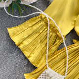 New Women Blouse V-neck Poplin Three Quarter Flare Sleeves Slim Blouse Ladies Casual Flounced Solid Draped Shirt Tops