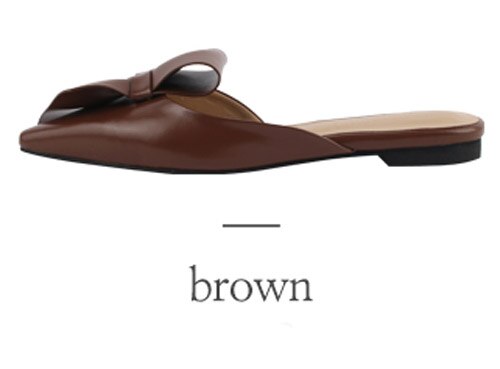 woloong  Pointed flat bow slippers women summer wear Baotou half slippers new fashion lazy sandals women's shoes