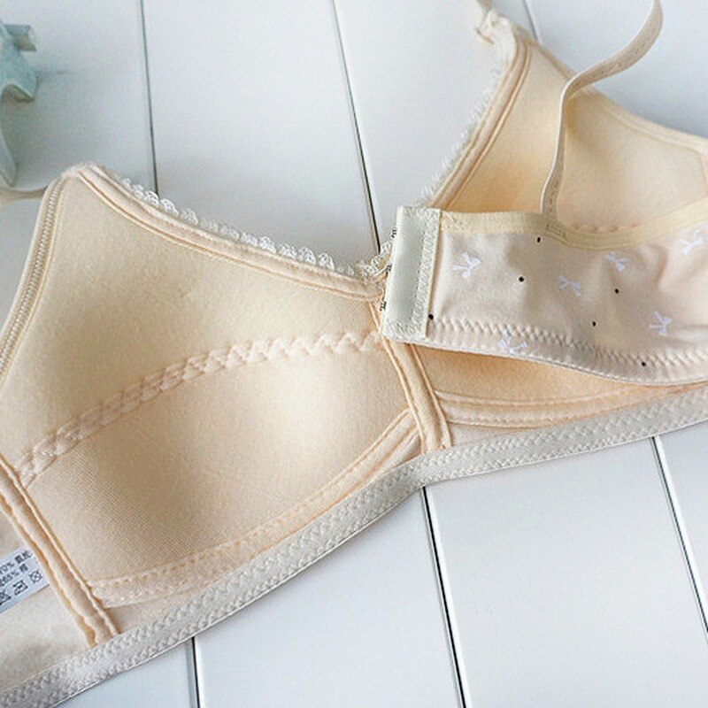 woloong  New Cotton Girl Underwear Top Push Up Bra Small Chest Decompression Comfortable Convenient Without Steel Ring Bra Teenage Girls