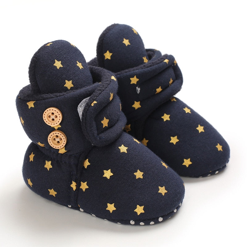 woloong Baby Winter Cute Shoes for Girls Walk Boots for Boys Star Ankle Kids Shoes Toddlers Comfort Soft Newborns Warm Knitted Booties