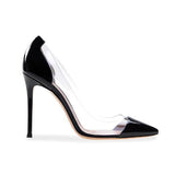 woloong  New Women Pumps PVC Transparent High Heels Sexy Pointed Toe Leopard Grain Party Shoes Lady Thin Heels Pumps Size 40