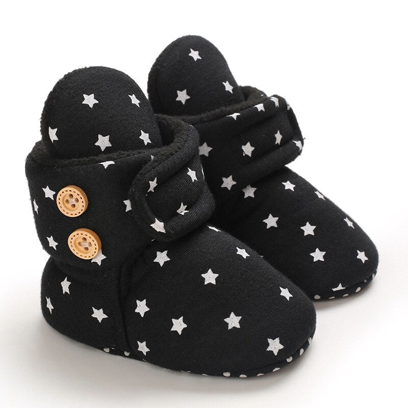 woloong Baby Winter Cute Shoes for Girls Walk Boots for Boys Star Ankle Kids Shoes Toddlers Comfort Soft Newborns Warm Knitted Booties