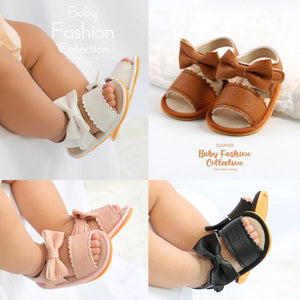 woloong Cute Newborn Infant Baby Girls Princess Shoes Bowknot Toddler Summer Sandals PU Non-slip Shoes 0-18M