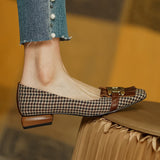 woloong  New Genuine Leather Women Shoes Fashion Tassel Beads Spring Pump Square Toe Slip-On Casual Shoes Thick Heel Size 35-42 Handmade
