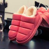 woloong New arrival waterproof women PU leather snow boots warm short plush ankle boot female winter shoes woman large big size 41 45