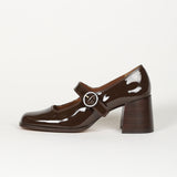 woloong Woman‘s New Mary Janes Shoes Genuine Leather Shallow Square heel Pumps Buckle Strap Round Toe Lady Footwear