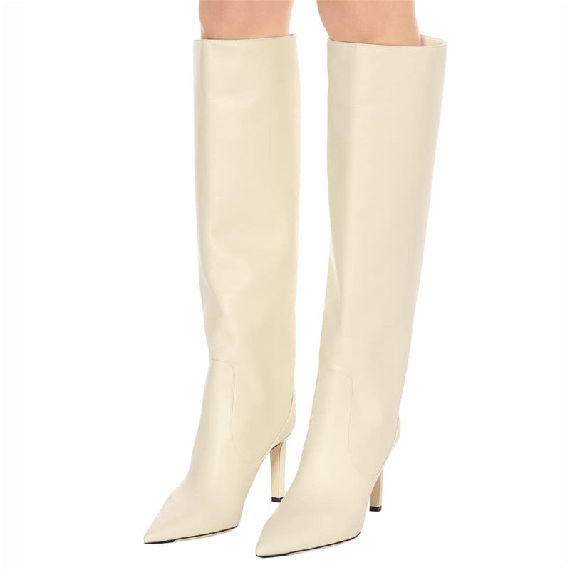 woloong Big size 34-45 New brand women boots pointed toe stiletto high heels boots sexy knee high boots women nightclub shoes